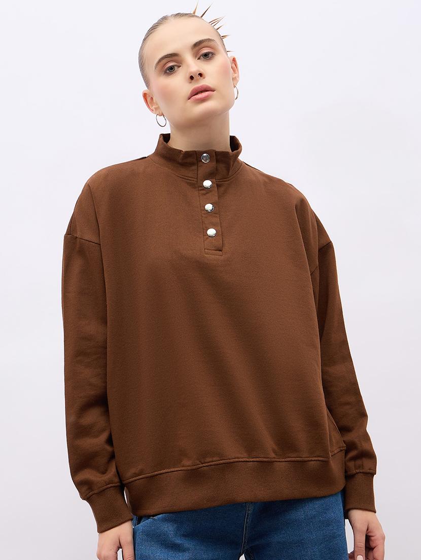women long sleeves plain sweatshirt - 21695423 - Standard Image - 1