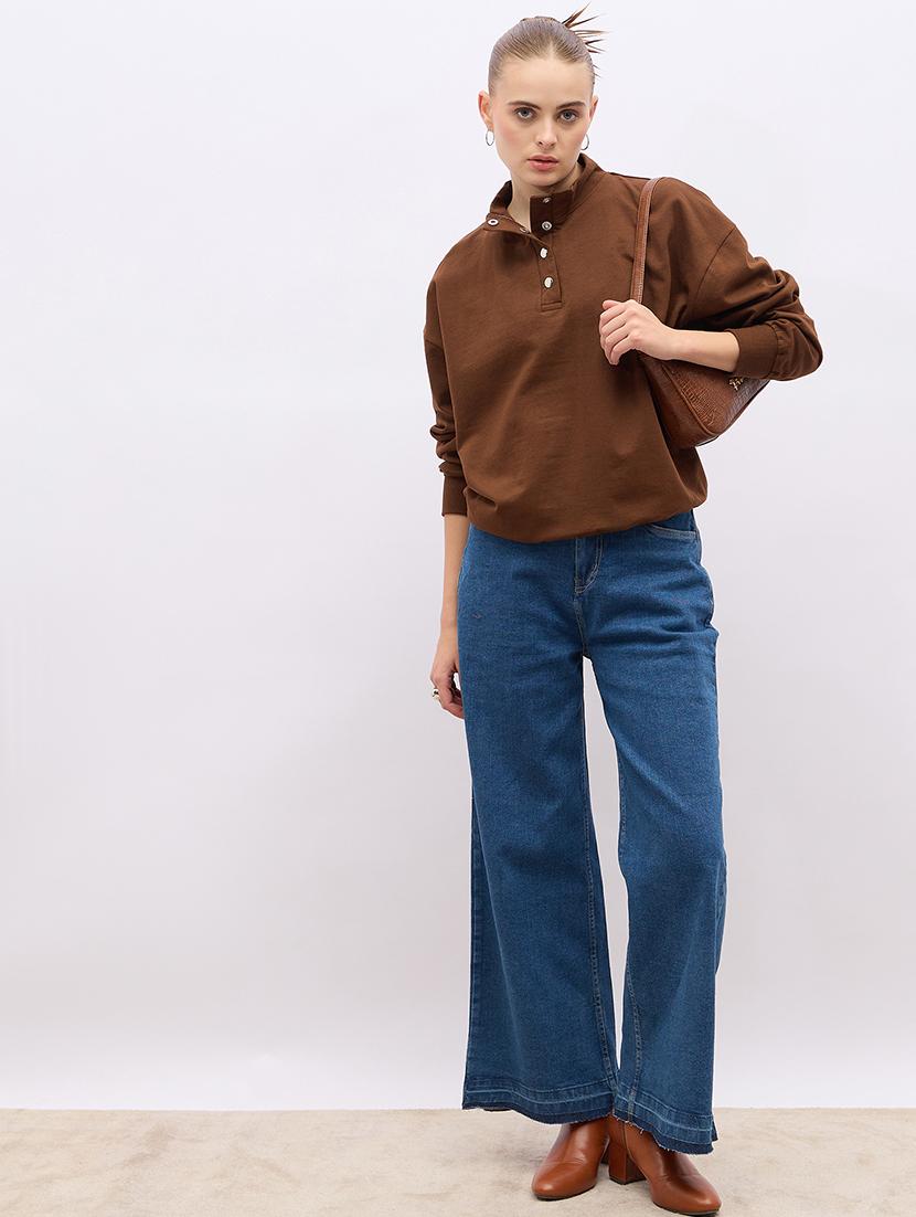 women long sleeves plain sweatshirt - 21695423 - Standard Image - 4