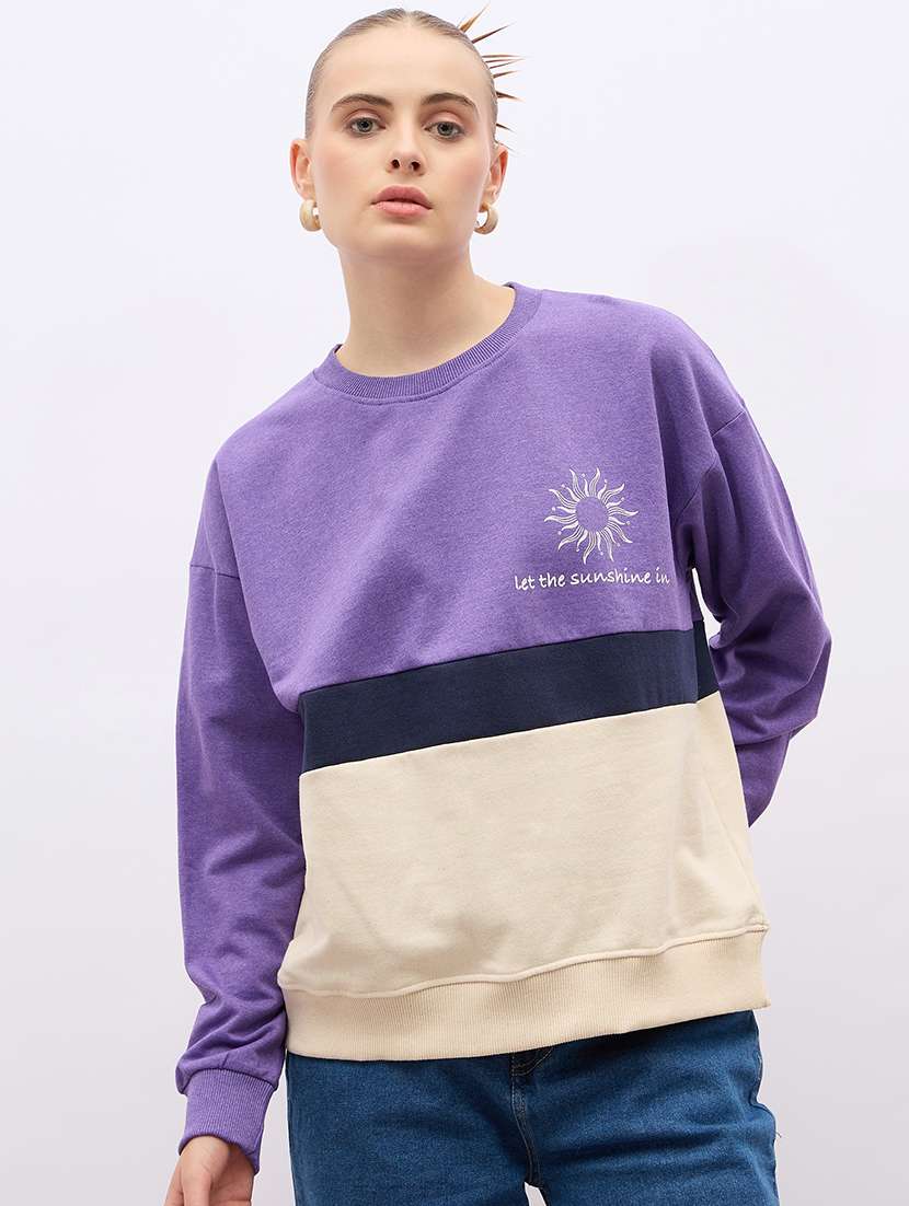 women long sleeves color block sweatshirt