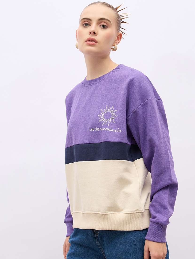women long sleeves color block sweatshirt - 21695430 -  Standard Image - 1