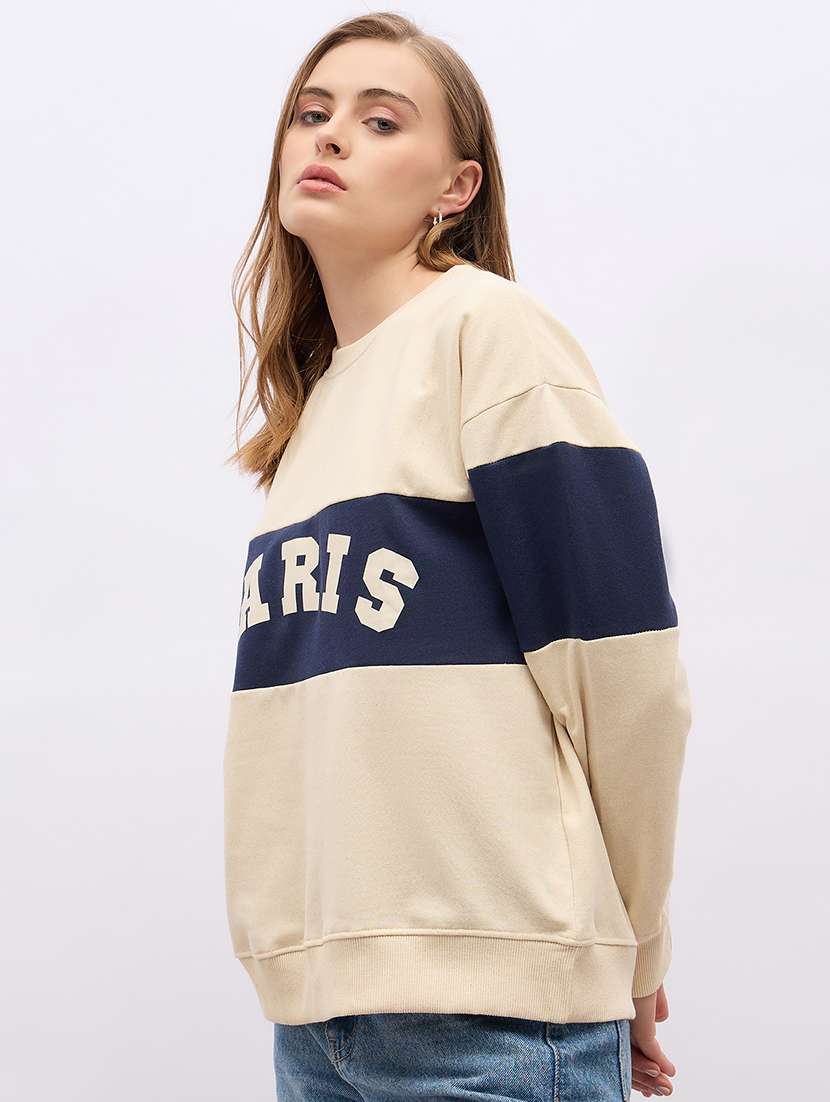 women chest print long sleeve sweatshirt - 21695431 - Standard Image - 1