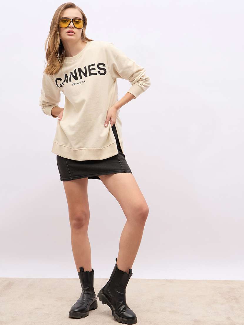 women front print long sleeve sweatshirt - 21695433 -  Standard Image - 4