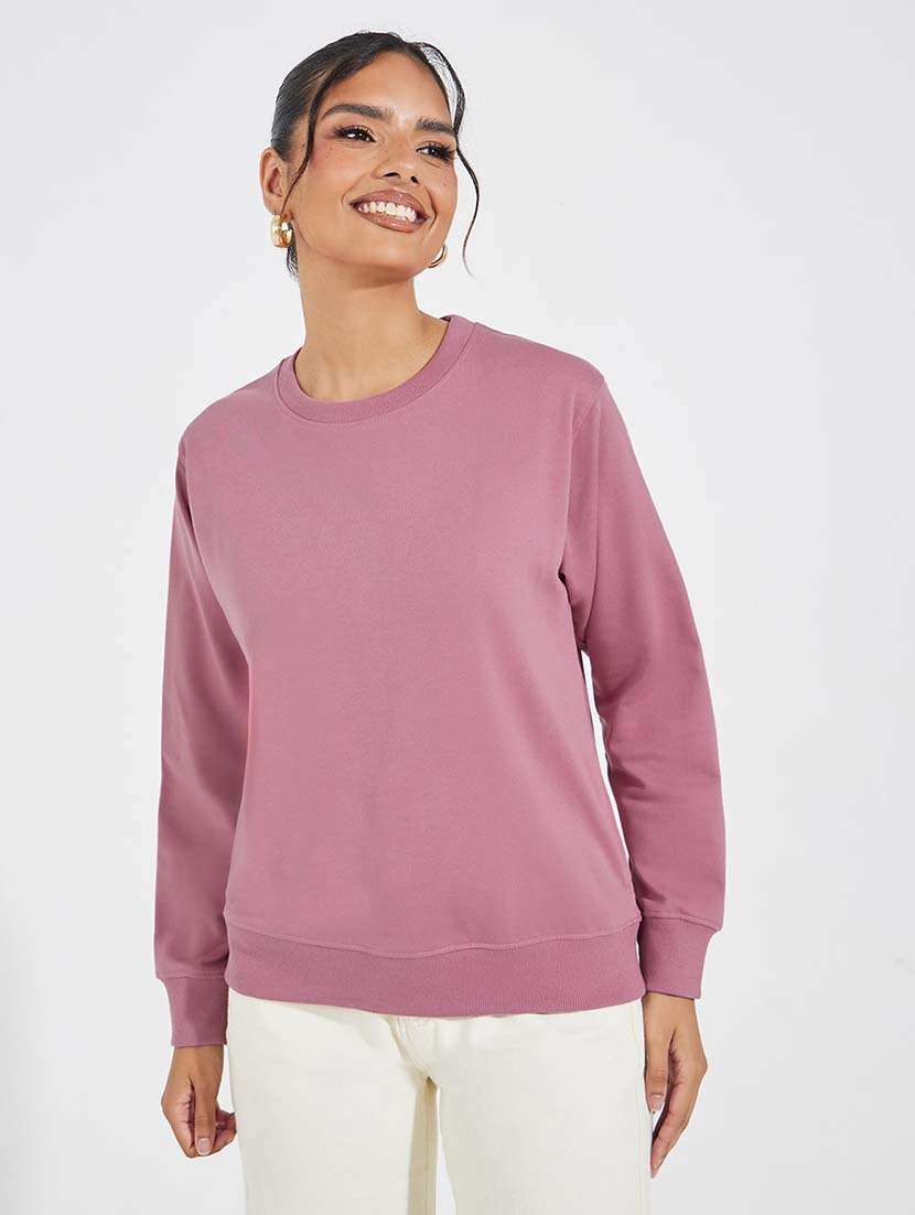 women solid long sleeve sweatshirt