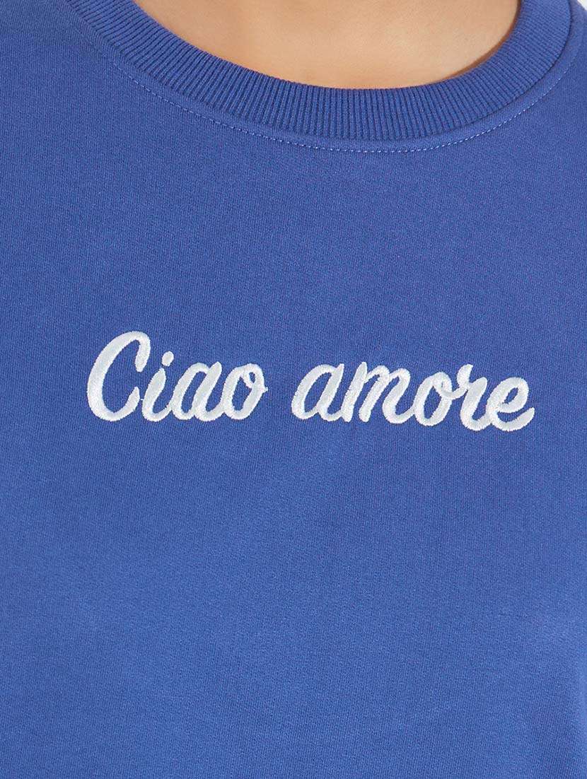 women chest print long sleeve sweatshirt - 21695438 -  Standard Image - 4