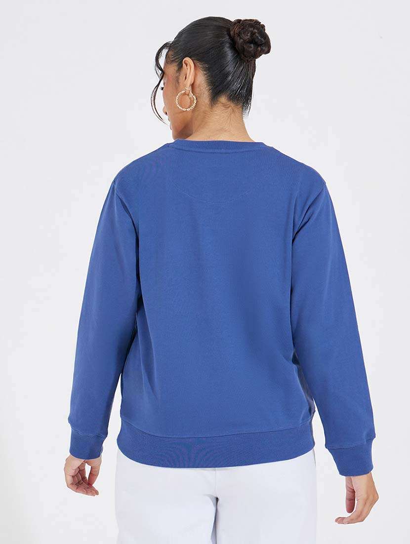 women chest print long sleeve sweatshirt - 21695439 -  Standard Image - 1