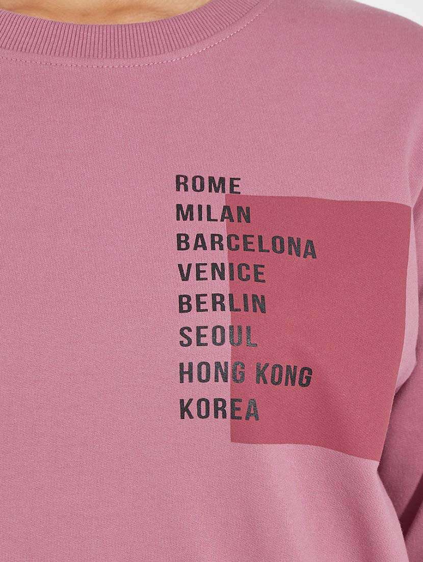 women placement print long sleeve sweatshirt - 21695444 -  Standard Image - 4