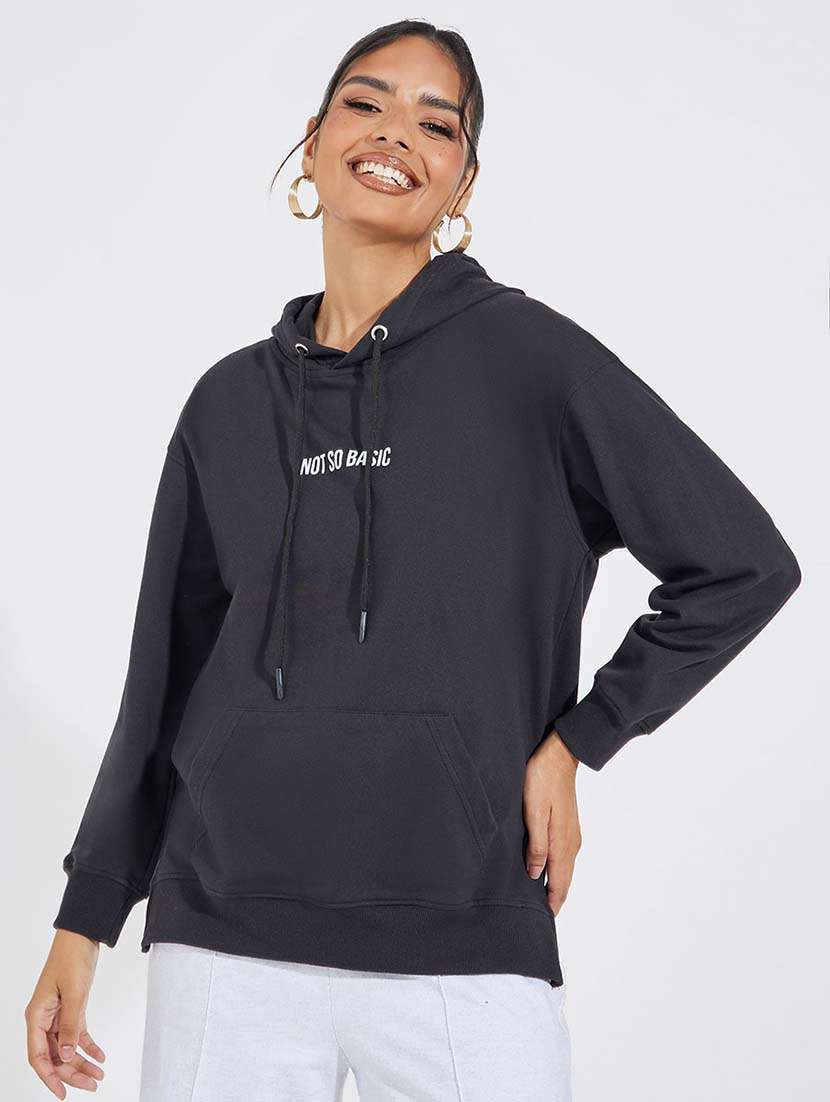 women long sleeves chest print sweatshirt