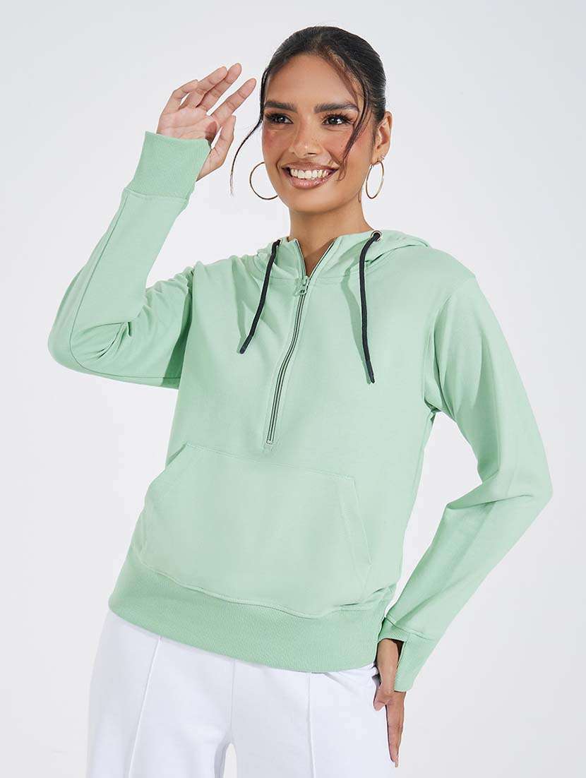women solid long sleeve sweatshirt