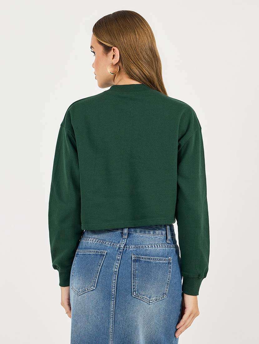 women typography long sleeve cropped sweatshirt - 21695456 -  Standard Image - 1