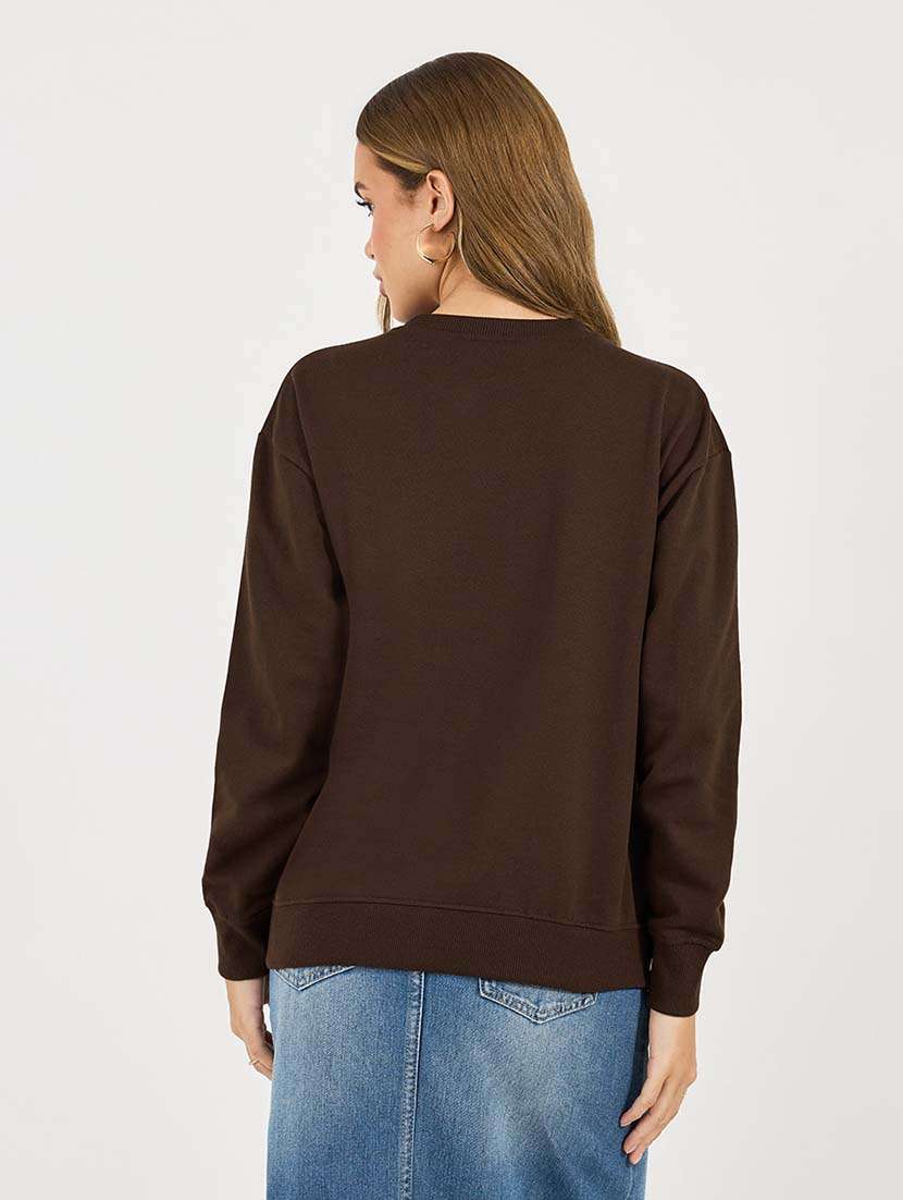 women chest print long sleeve sweatshirt - 21695459 -  Standard Image - 1