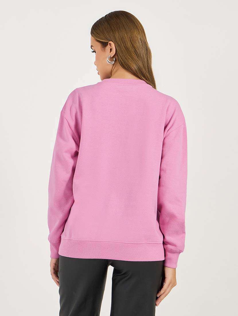 Women Chest Print Long Sleeve Sweatshirt - 21695460 -  Standard Image - 1
