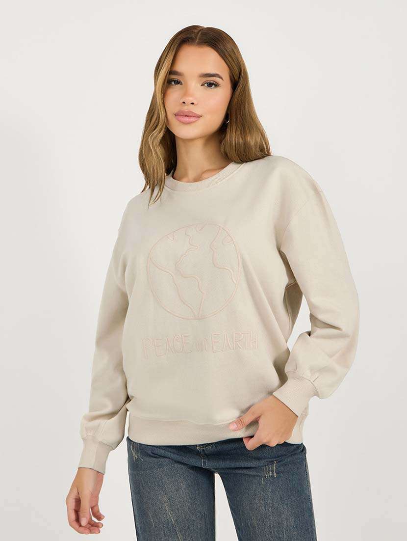 women solid long sleeve sweatshirt
