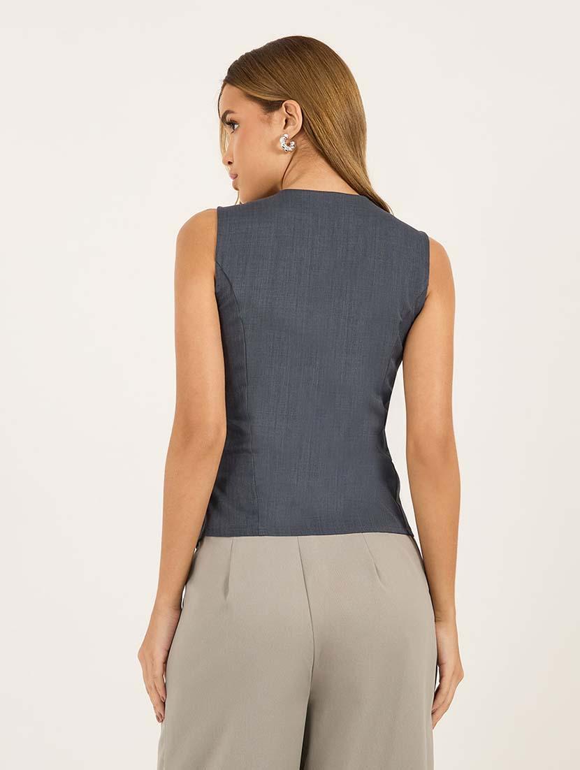 women solid sleeveless vest top - 21695474 -  Standard Image - 1