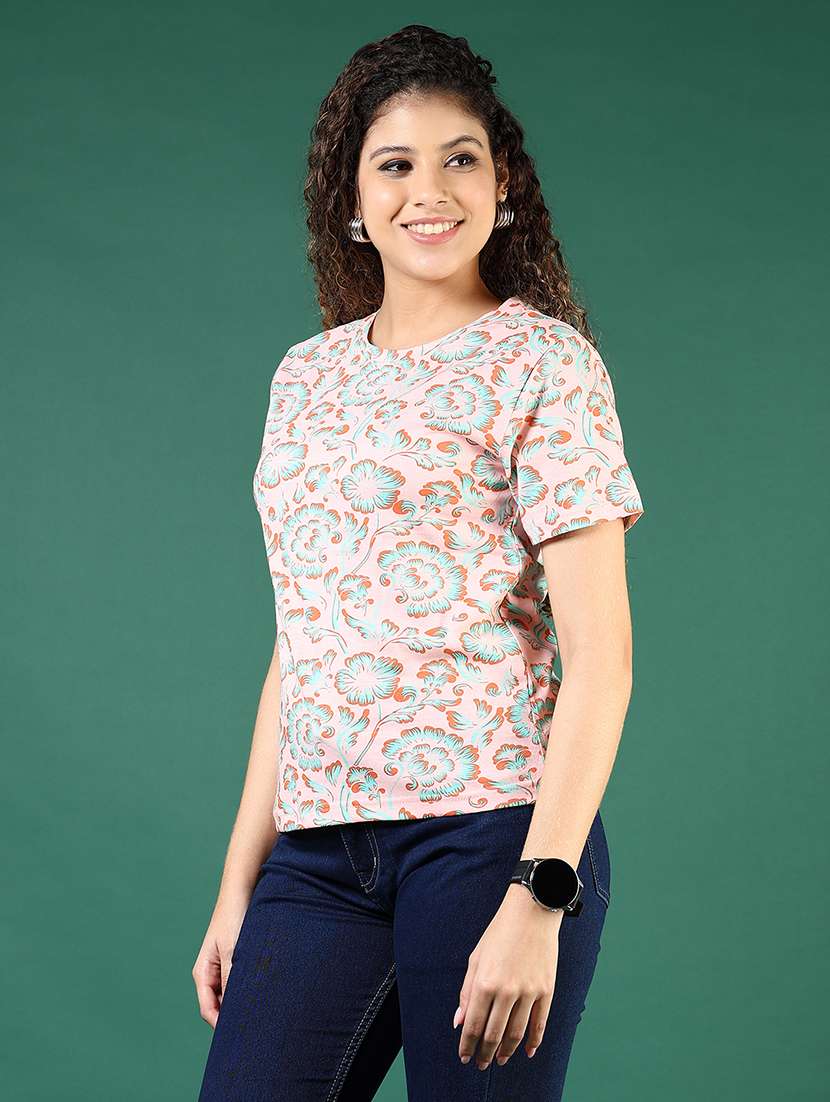 women printed short sleeve regular fit t-shirt - 21695496 -  Standard Image - 1