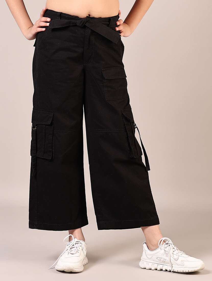 girls solid mid rise cargo