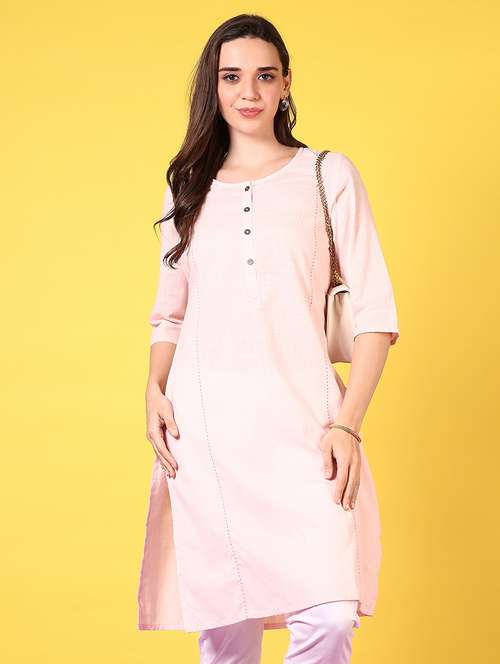 women round neck solid straight kurta - 21695506 - Standard Image - 0