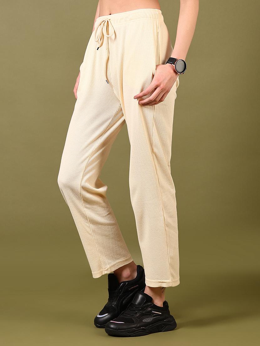 beige solid track pant - 21695529 -  Standard Image - 1