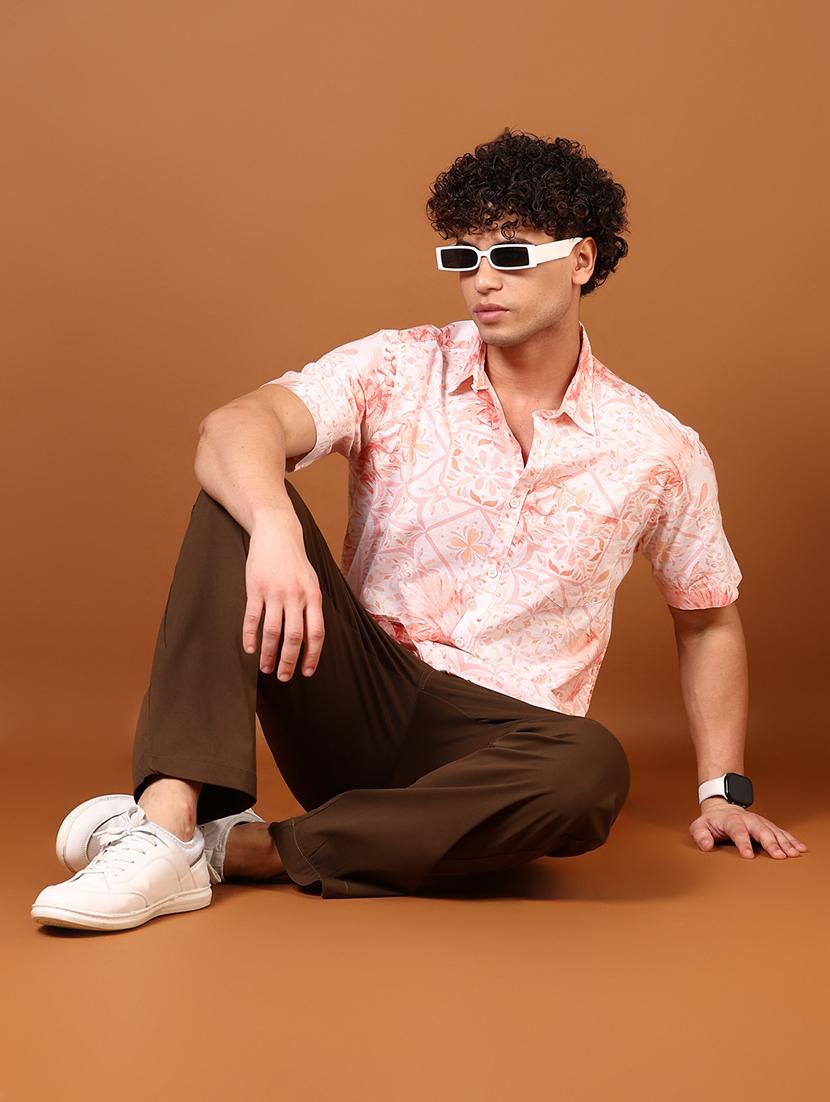 men brown solid high rise chinos casual trouser - 21695532 - Standard Image - 4
