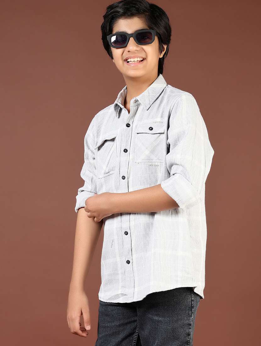 boys checkered long sleeve casual shirt