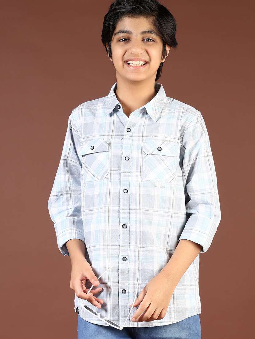 boys checkered long sleeve casual shirt