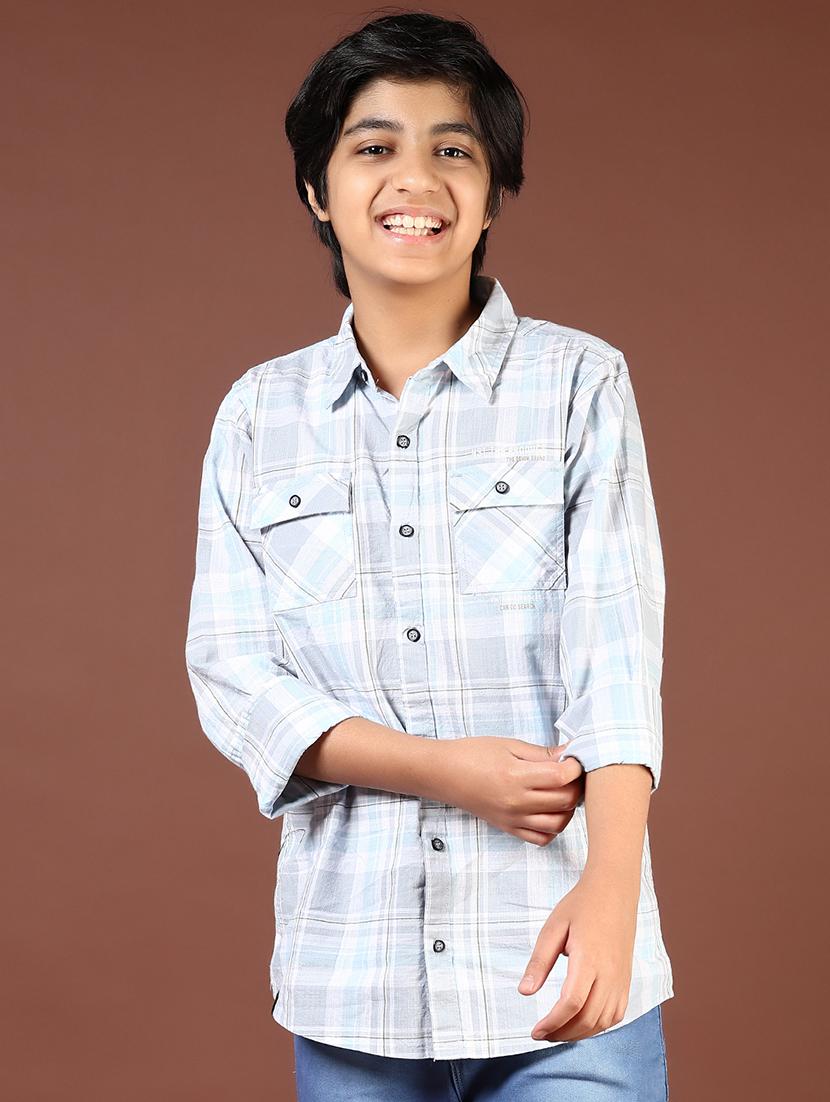boys checkered long sleeve casual shirt - 21695556 - Standard Image - 1