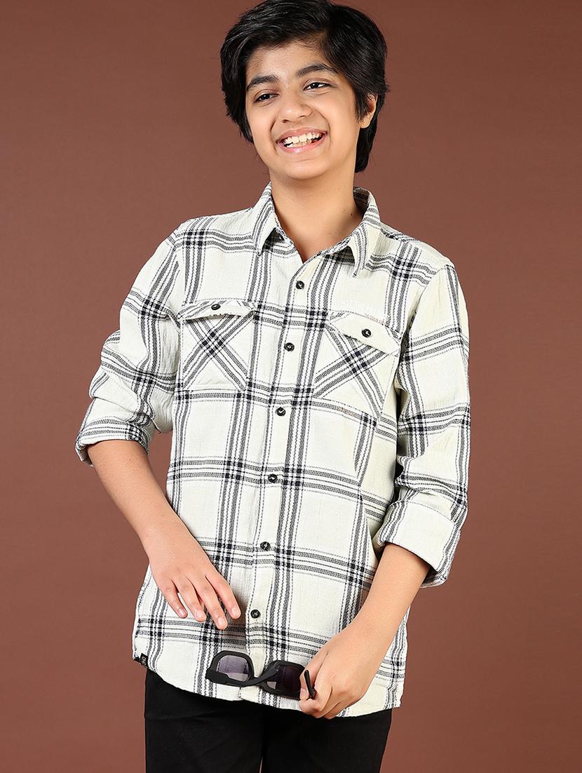 boys checkered long sleeve casual shirt