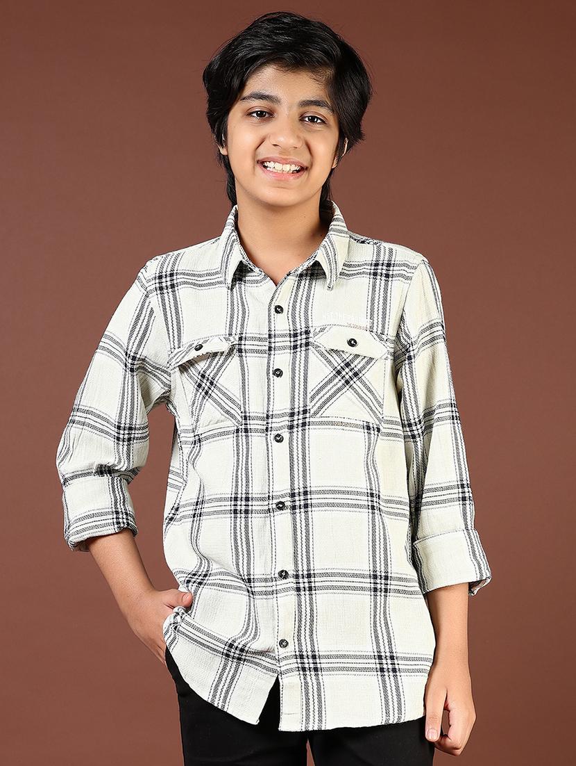boys checkered long sleeve casual shirt - 21695557 - Standard Image - 1