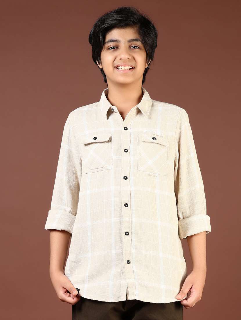 boys checkered long sleeve casual shirt - 21695558 -  Standard Image - 1