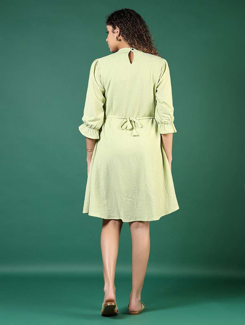women solid puff sleeve tiered dress - 21695562 - Standard Image - 4