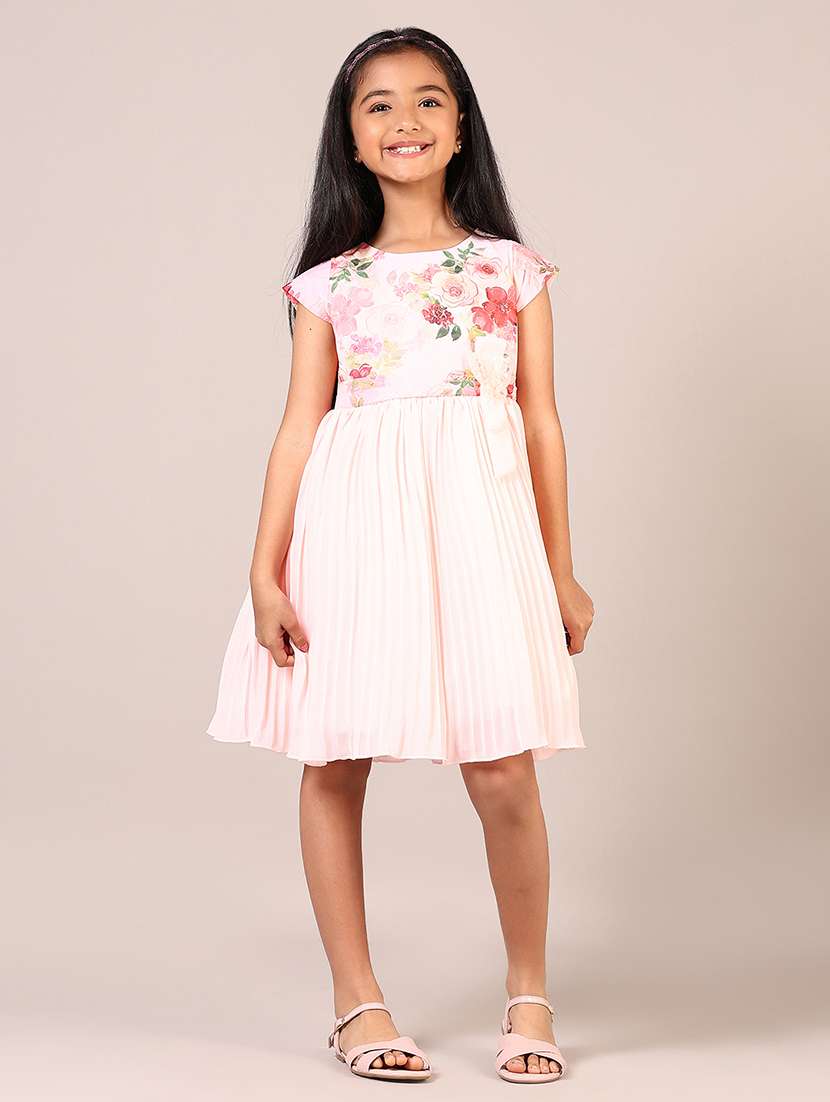 girls floral print short sleeves frock - 21695589 -  Zoom Image - 0