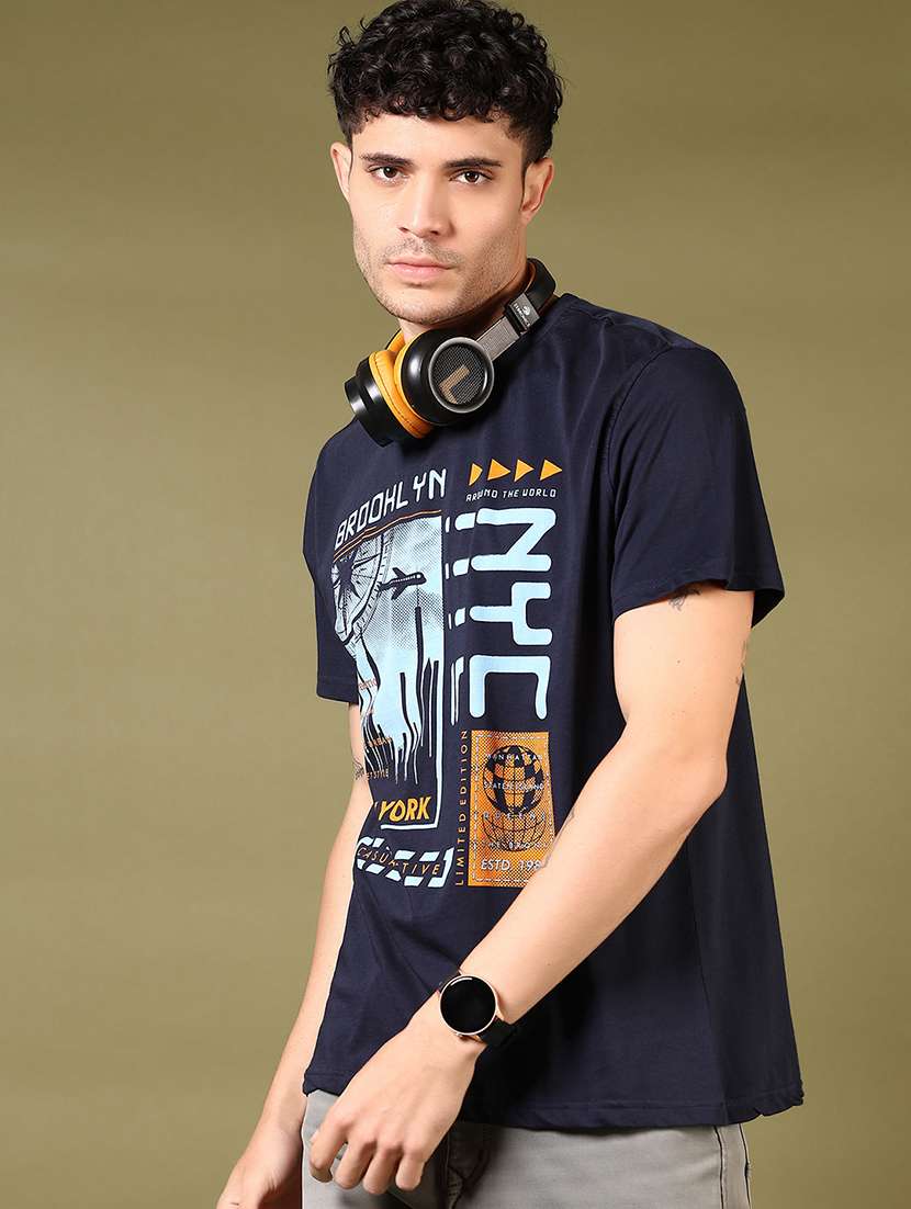 men front print short sleeve t-shirt - 21695606 -  Standard Image - 1
