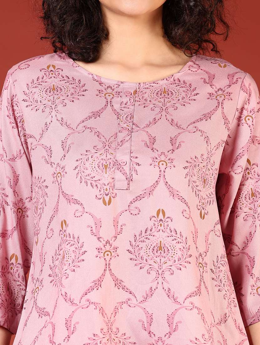 women printed round neck straight short kurti - 21695612 -  Standard Image - 4