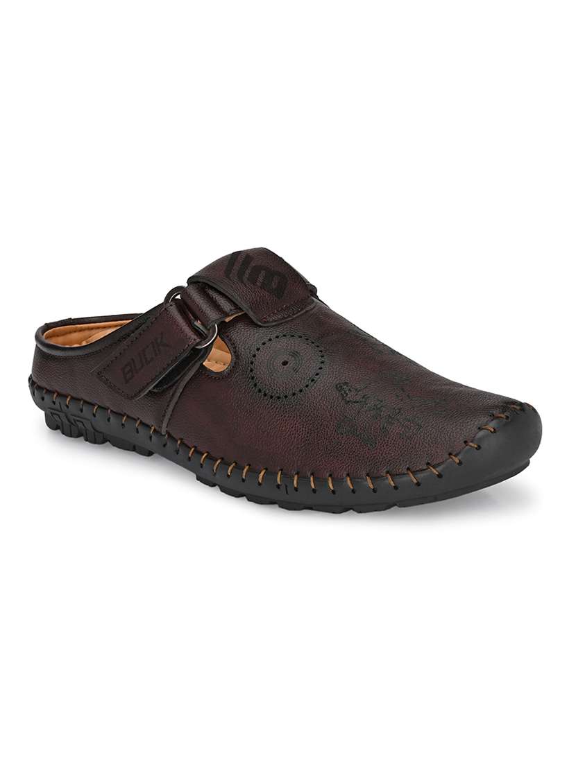brown synthetic slip on sandals - 21695959 -  Standard Image - 1