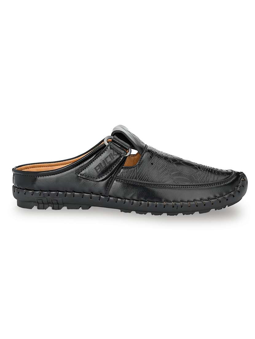 black synthetic slip on sandals - 21695960 -  Standard Image - 1