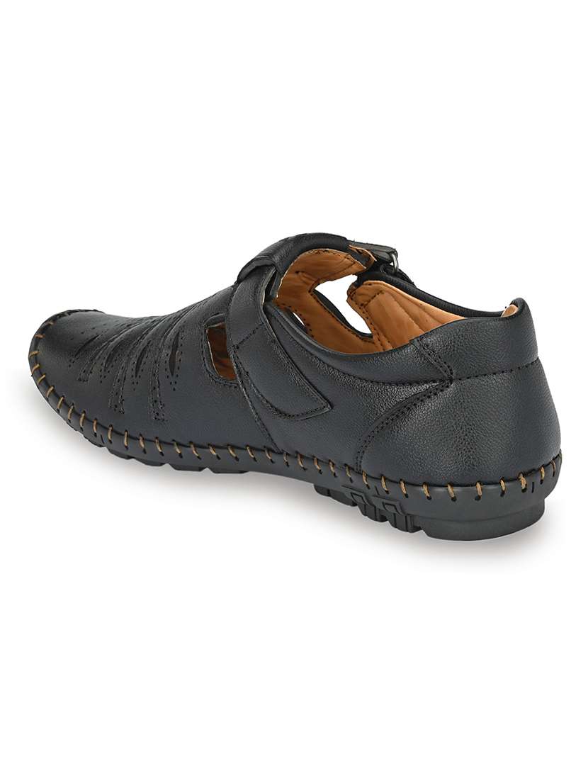 black synthetic slip on sandals - 21695961 -  Standard Image - 4