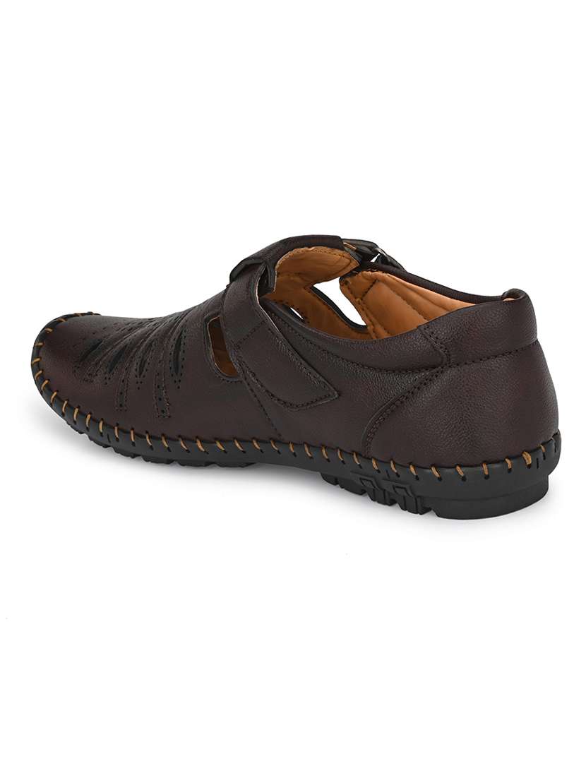 brown synthetic slip on sandals - 21695962 -  Standard Image - 4