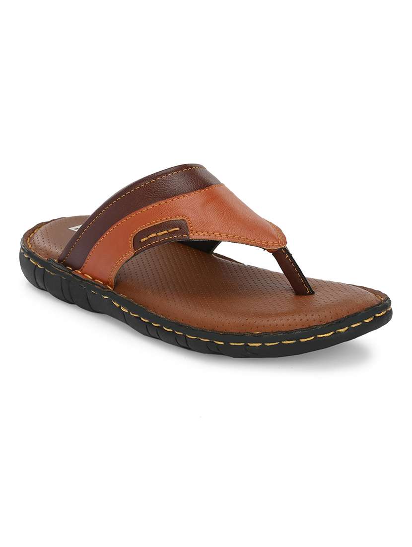 tan leatherette slip on slippers - 21695986 -  Standard Image - 1