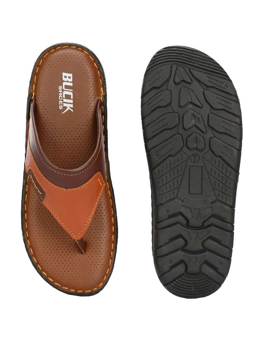 tan leatherette slip on slippers - 21695986 -  Standard Image - 4