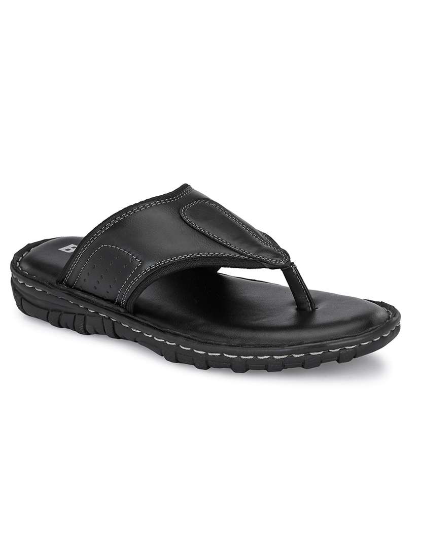 black leatherette slip on slippers - 21695988 -  Standard Image - 1