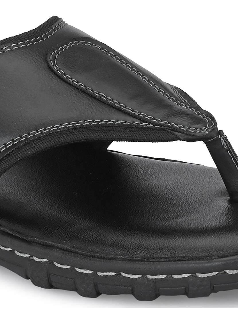 black leatherette slip on slippers - 21695988 -  Standard Image - 4
