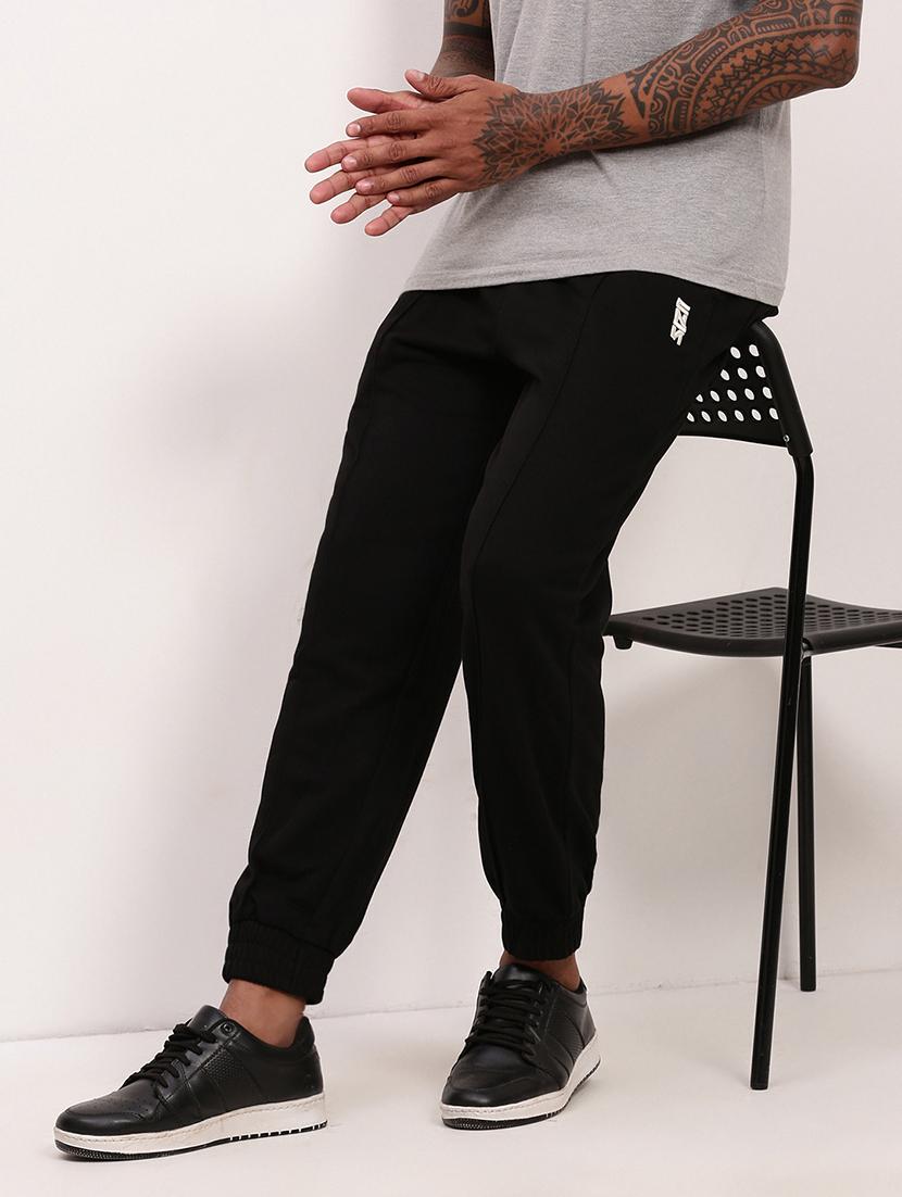 men black solid mid rise jogger - 21695994 - Standard Image - 1