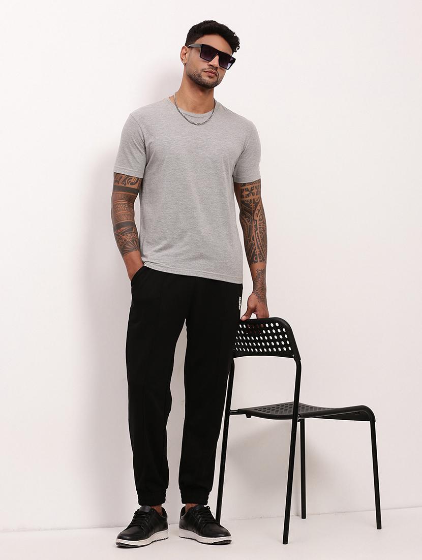 men black solid mid rise jogger - 21695994 - Standard Image - 4