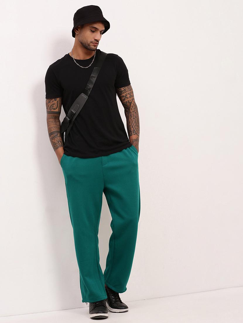 men solid mid riise full length track pant - 21695995 - Standard Image - 4