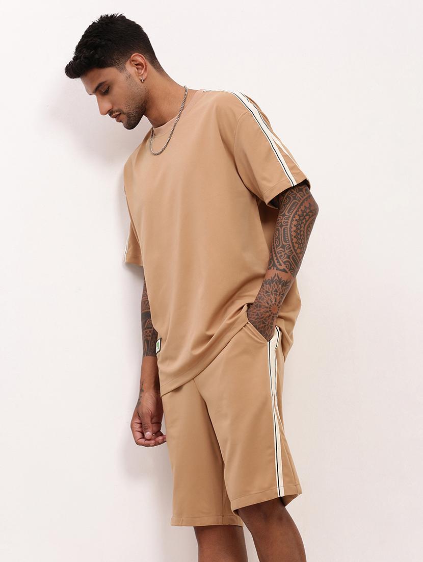 men solid t-shirt & short co-ords set - 21695996 - Standard Image - 1