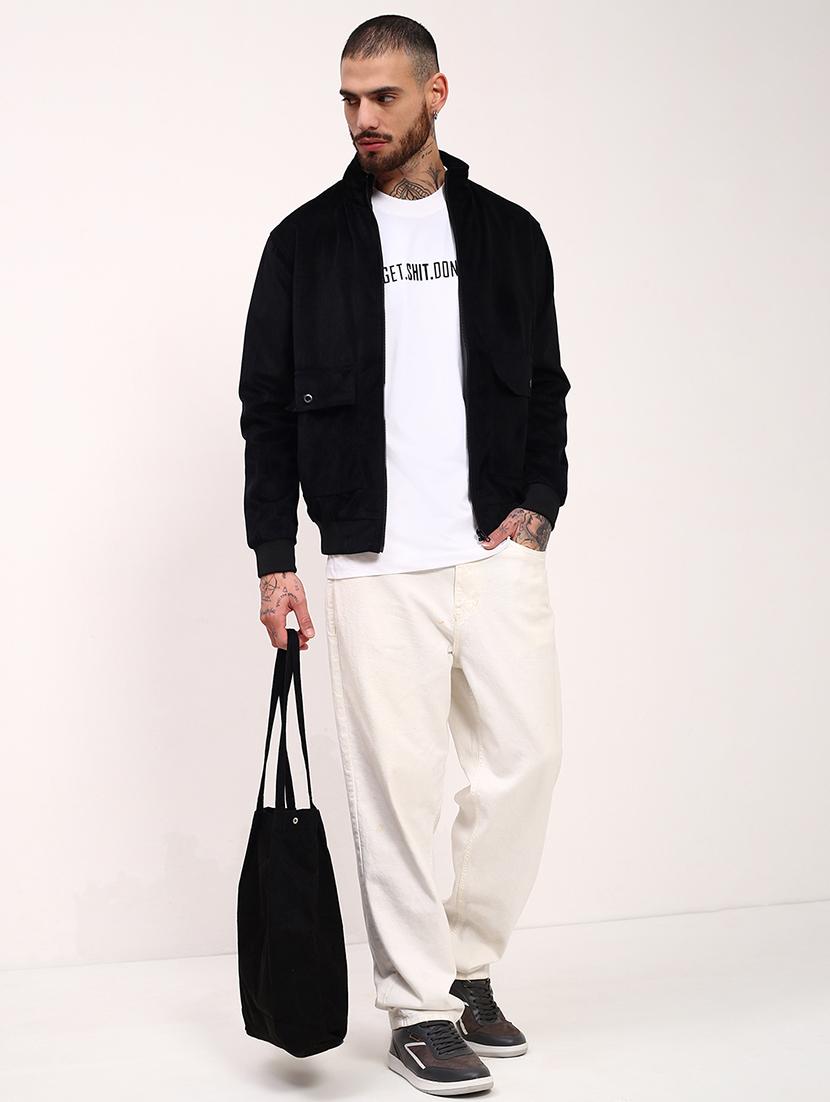 men black solid velvet casual jacket - 21696000 - Standard Image - 4