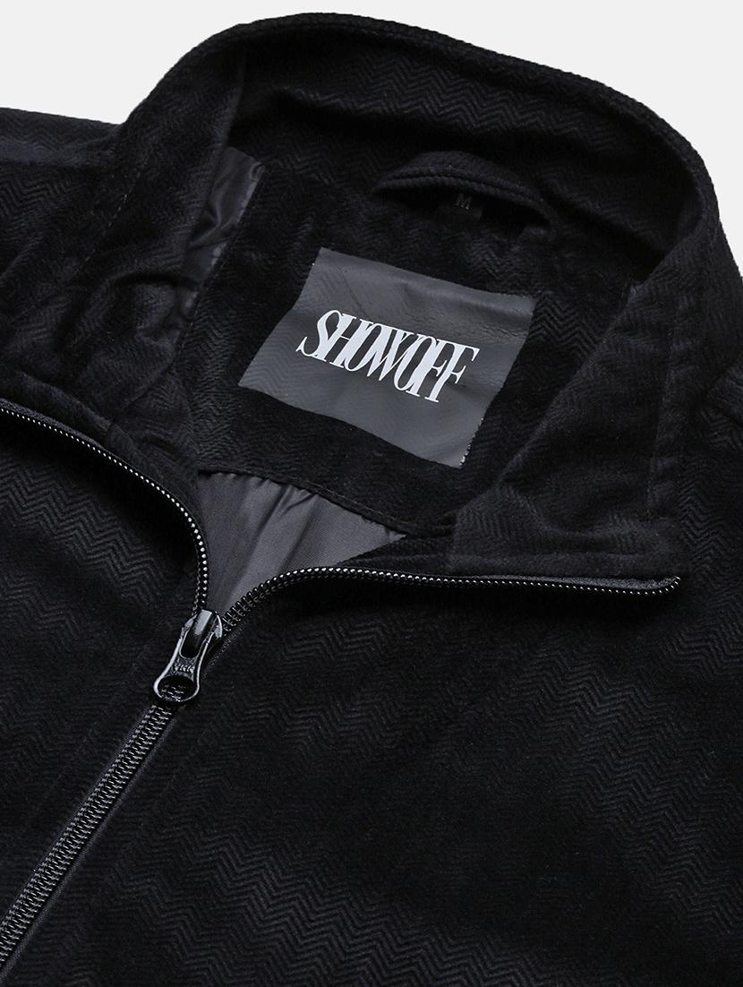 men black solid velvet casual jacket - 21696000 - Standard Image - 6