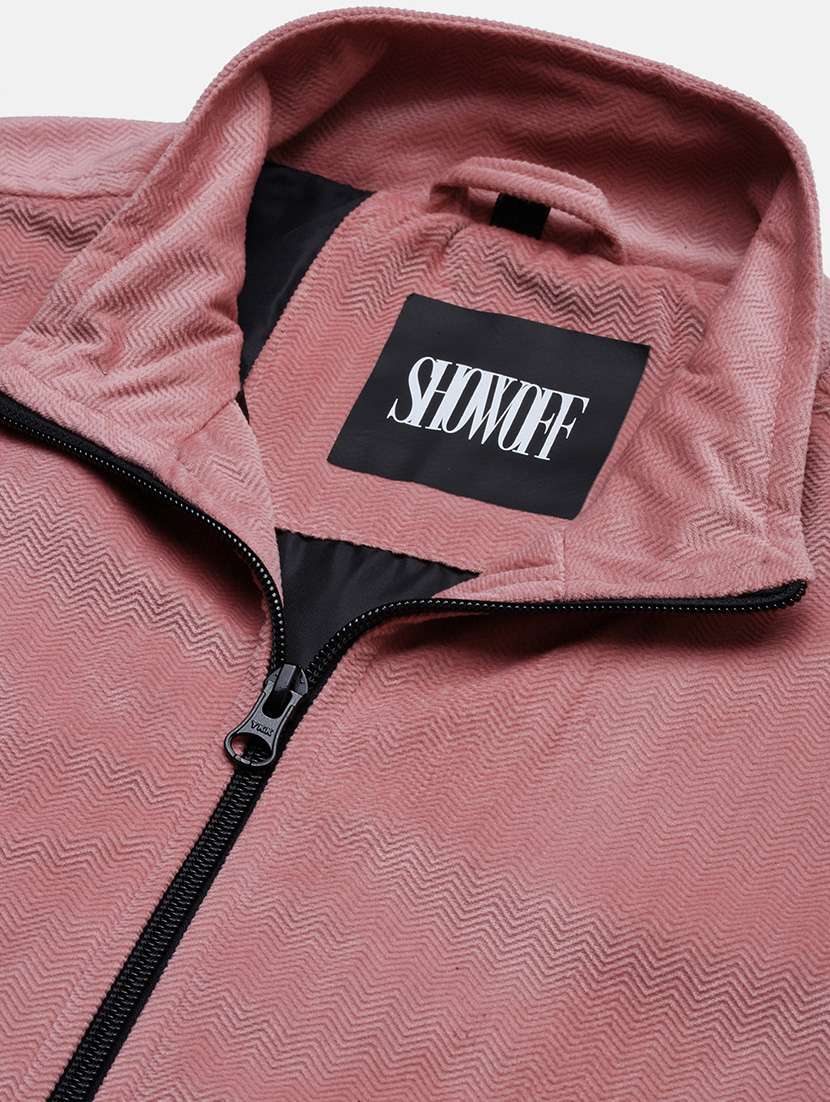 men pink solid velvet casual jacket - 21696001 -  Standard Image - 6