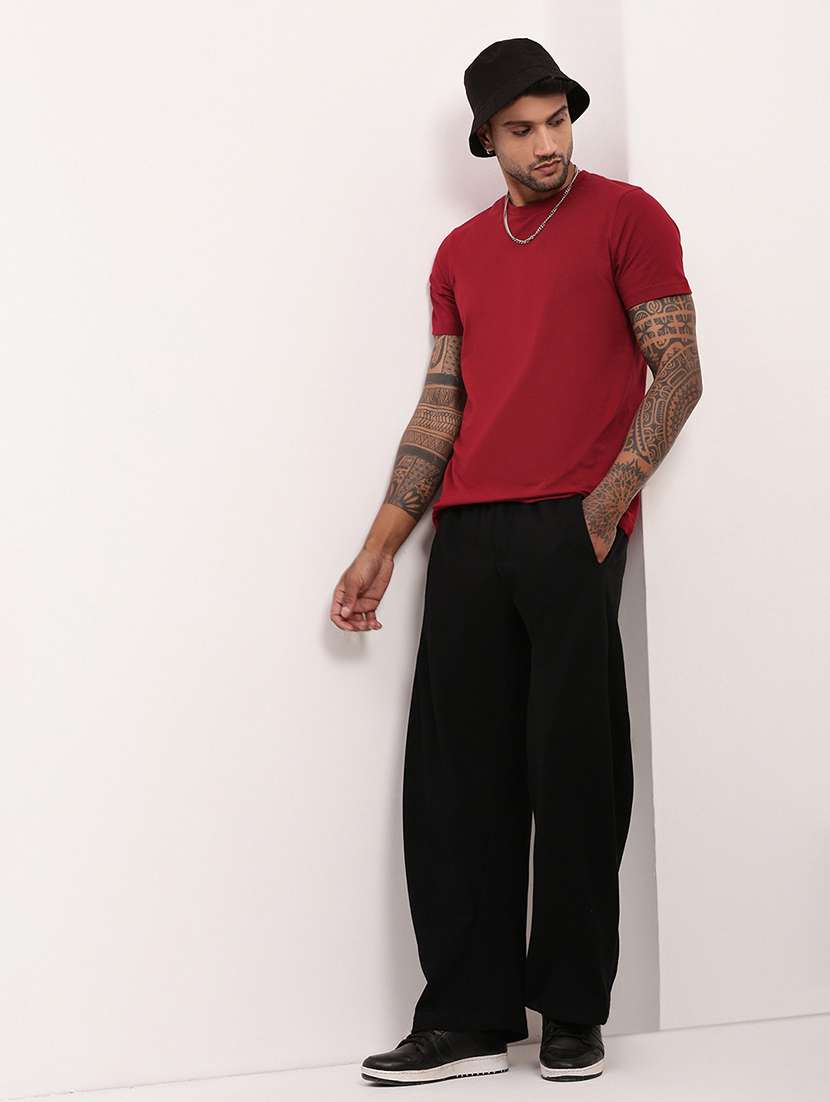 men solid regular fit full length track pants - 21696006 -  Standard Image - 4