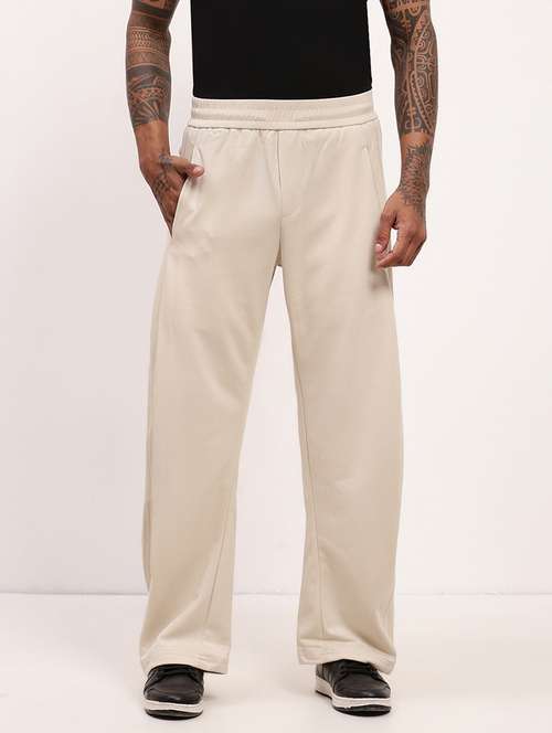 men solid regular fit full length track pants - 21696007 -  Standard Image - 0
