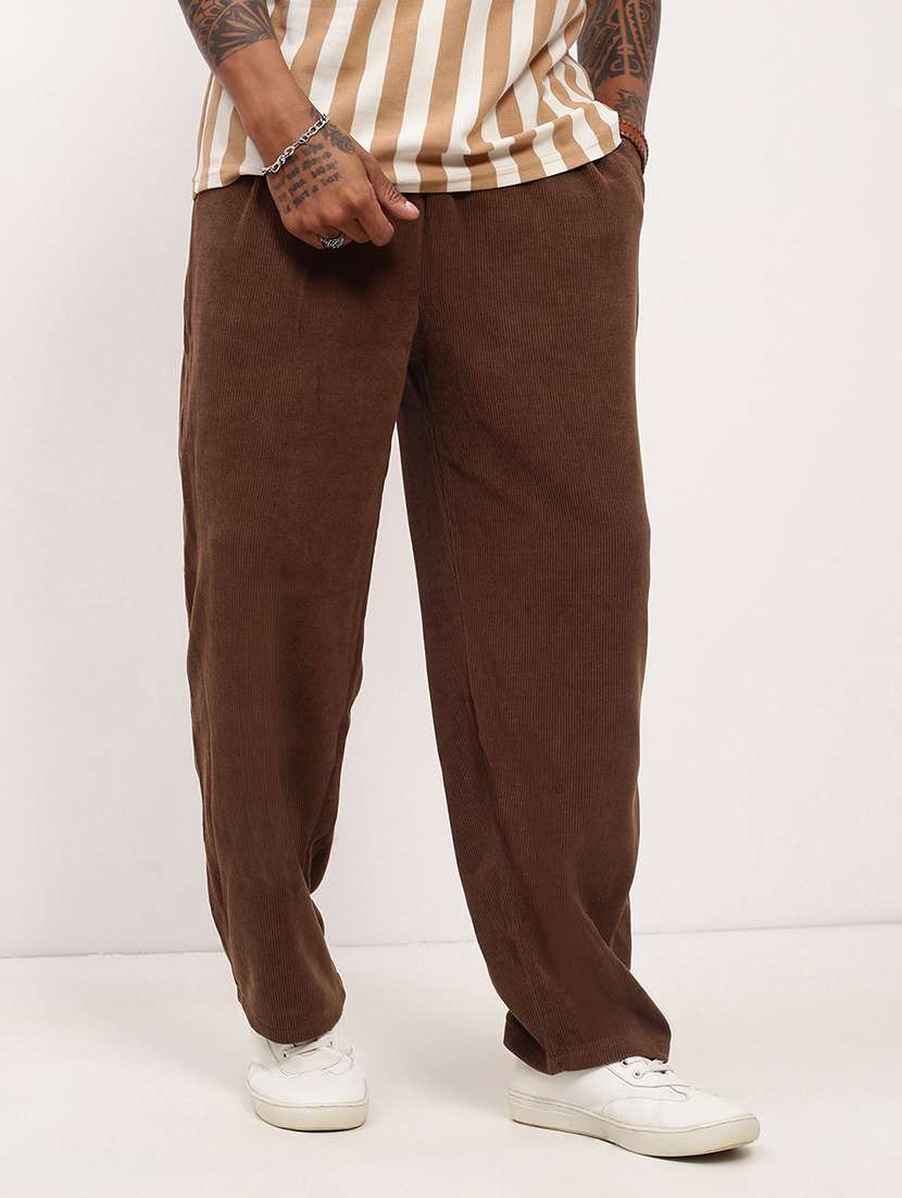 men solid regular fit full length track pants - 21696009 -  Standard Image - 1